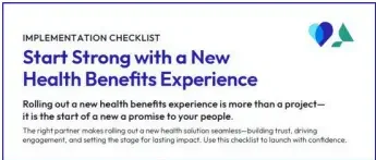 Transcarent Implementation Checklist cover: “Start Strong with a New Health Benefits Experience”